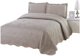 Quilt 3 pc Embroidered Bedding Bed Set/Bedspread Coverlet with 2 Pillow sham - Sazana