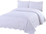 Quilt 3 pc Embroidered Bedding Bed Set/Bedspread Coverlet with 2 Pillow sham - Sazana