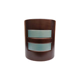 Bathroom Accessories Set 4 Piece, Gridlock, Chocolate & Turquoise - Sazana