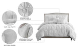 Comforter 3 Piece Bedding Embroidered with 3D Floret Pintuck Ruched Set - Sazana