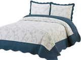 Quilt 3 Piece Bedding Bed Set/Bedspread/Embroidered with 2 Pillow Shams (Cream, California) - Sazana
