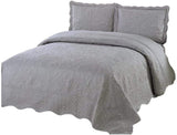 Quilt 3 pc Embroidered Bedding Bed Set/Bedspread Coverlet with 2 Pillow sham - Sazana