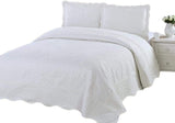 Quilt 3 pc Embroidered Bedding Bed Set/Bedspread Coverlet with 2 Pillow sham - Sazana