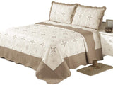 Quilt 3 Piece Bedding Bed Set/Bedspread/Embroidered with 2 Pillow sham (Brown, California King) - Sazana