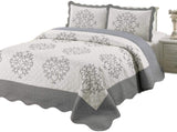 Quilt 3 Piece Embroidered Bedding/Bedspread/Coverlet with 2 Pillow Shams - Sazana