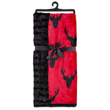 Reindeer  Throw with Faux Fur Back, Super Soft Printed, 60 x 48 inch - Sazana