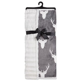 Reindeer  Throw with Faux Fur Back, Super Soft Printed, 60 x 48 inch - Sazana