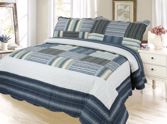 Plaid Printed Bedding 2 Piece/Bedspread Quilt Set, Twin (Cadet Gray) - Sazana