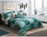 Duncan Plaid Printed Bedding 3 Piece/Bedspread Coverlet Quilt Set (Blue, King) - Sazana