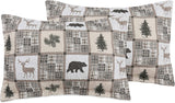 Quilt Plaid Reversible Lodge Cottage Printed Patch Bedding Coverlet 3 Piece Set, Black Bear - Sazana