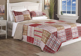 Duncan Plaid Printed Bedding 3 Piece/Bedspread Coverlet Quilt Set (Blue, King) - Sazana