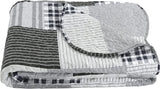 Plaid Printed Bedding 3 Piece Bedspread Quilt Set Grey Plaid King Queen Twin - Sazana