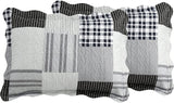 Plaid Printed Bedding 3 Piece Bedspread Quilt Set Grey Plaid King Queen Twin - Sazana