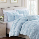 Comforter 3 Piece Bedding Embroidered with 3D Floret Pintuck Ruched Set - Sazana