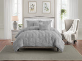Comforter 3 Piece Bedding Embroidered with 3D Floret Pintuck Ruched Set - Sazana
