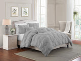 Comforter 3 Piece Bedding Embroidered with 3D Floret Pintuck Ruched Set - Sazana