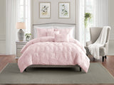 Comforter 3 Piece Bedding Embroidered with 3D Floret Pintuck Ruched Set - Sazana