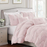 Comforter 3 Piece Bedding Embroidered with 3D Floret Pintuck Ruched Set - Sazana