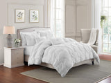Comforter 3 Piece Bedding Embroidered with 3D Floret Pintuck Ruched Set - Sazana