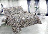 Quilt Plaid Reversible Lodge Cottage Printed Patch Bedding Coverlet 3 Piece Set, Black Bear - Sazana