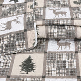 Quilt Plaid Reversible Lodge Cottage Printed Patch Bedding Coverlet 3 Piece Set, Black Bear - Sazana