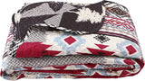 Quilt Plaid Reversible Lodge Cottage Printed Patch Bedding Coverlet 3 Piece Set - Sazana