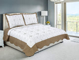 Embroidered Quilt 3 Piece Reversible Bedding Bed Set / Bedspread / with 2 Pillow sham - Sazana