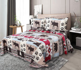 Quilt Plaid Reversible Lodge Cottage Printed Patch Bedding Coverlet 3 Piece Set - Sazana