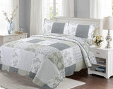 Plaid Printed Bedding 3 Piece Bedspread Quilt Set Gray Array King Queen Twin - Sazana