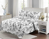 Floral Bedding 3 Piece Bedspread Quilt Coverlet Set Ashen - Sazana