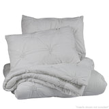 Comforter 3 Piece Bedding Embroidered with 3D Floret Pintuck Ruched Set - Sazana