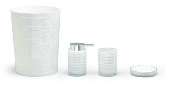 Bathroom Accessories 4 Piece Waste Bin Basket Soap Dish Lotion Dispenser Tumbler Set - Sazana