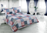 Plaid Printed Bedding 3 Piece Bedspread Quilt Set Multicolor King Queen Twin - Sazana