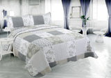 Plaid Printed Bedding 3 Piece Bedspread Quilt Set Gray Array King Queen Twin - Sazana