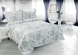 Quilt Rich Printed Embossed Pinsonic Bedding 3 Piece Bedspread Coverlet Ultra Soft Set, Pastel Marine - Sazana