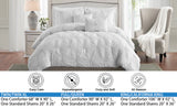 Comforter 3 Piece Bedding Embroidered with 3D Floret Pintuck Ruched Set - Sazana