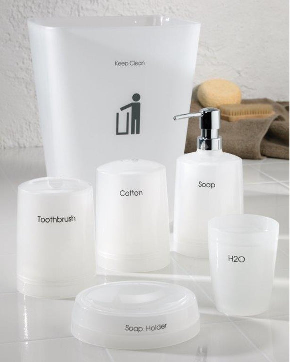 Bathroom Accessory 6 Piece Set , Opaque White, Neo - Sazana